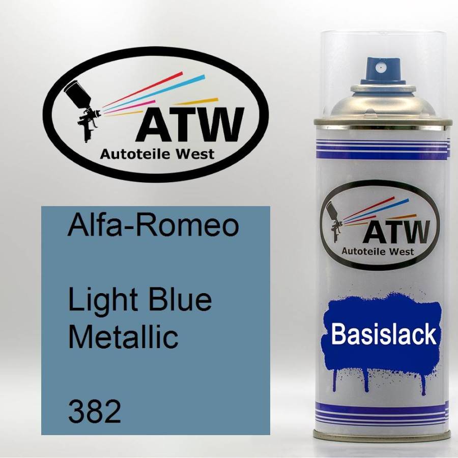 Alfa-Romeo, Light Blue Metallic, 382: 400ml Sprühdose, von ATW Autoteile West.
